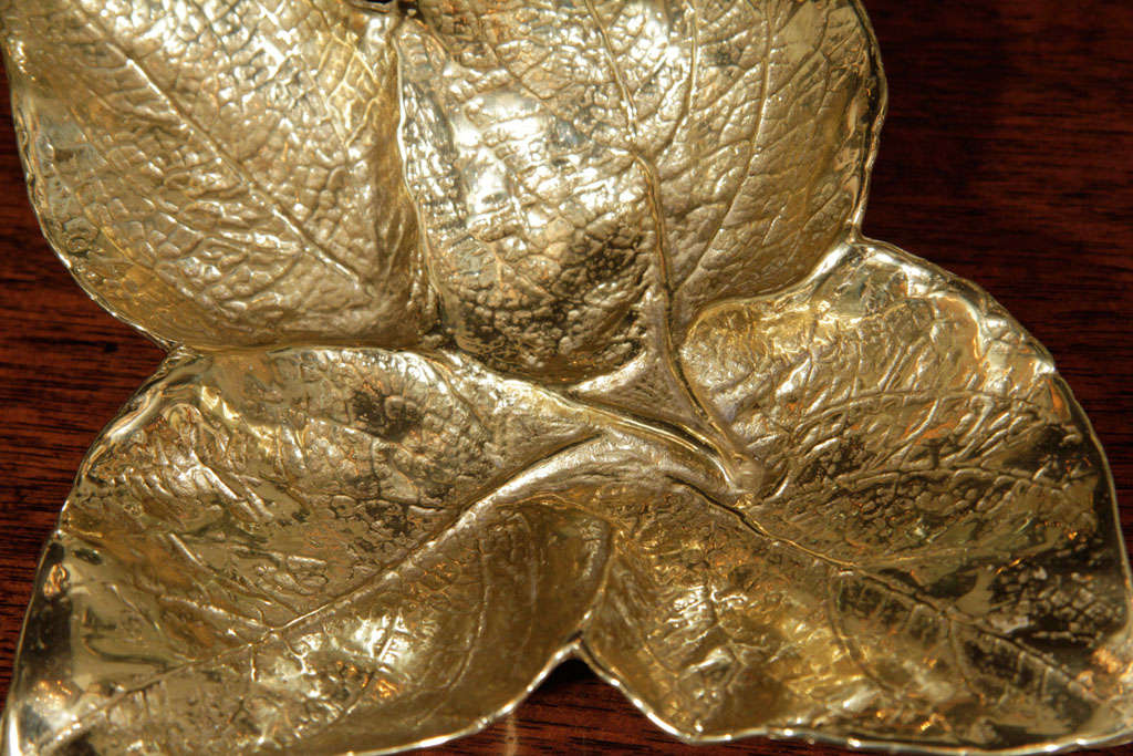 Rare Solid Brass Coleus Calavo Leaf Dish 3